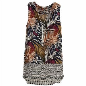 Beach Lunch Lounge Sleeveless Shift Dress Sz L Tropical Print Resort Wear